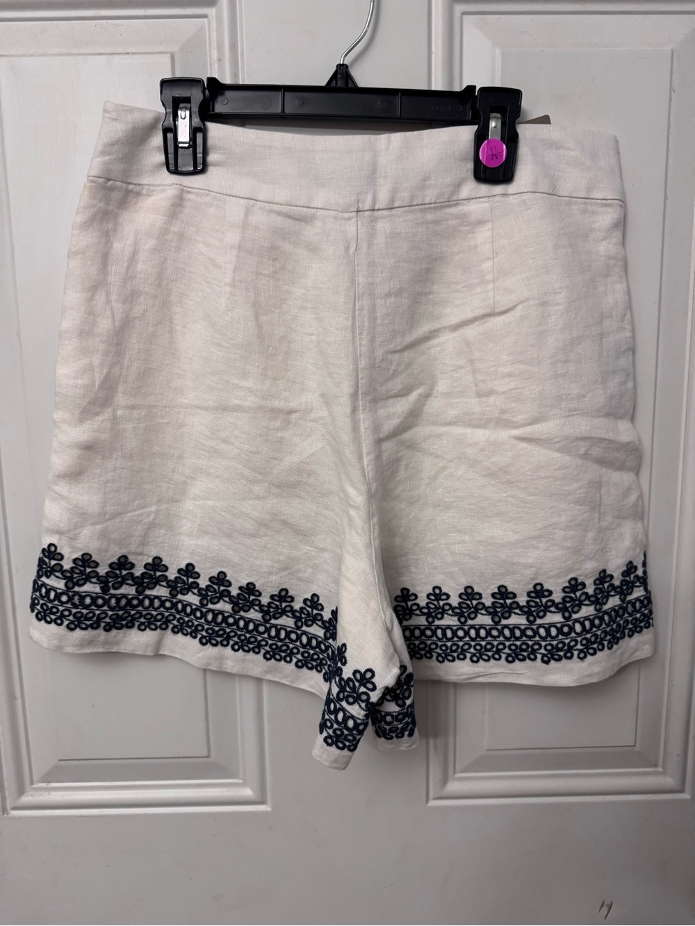 Women’s J Crew White Embroidered Women's Linen Shorts size 6 NWT